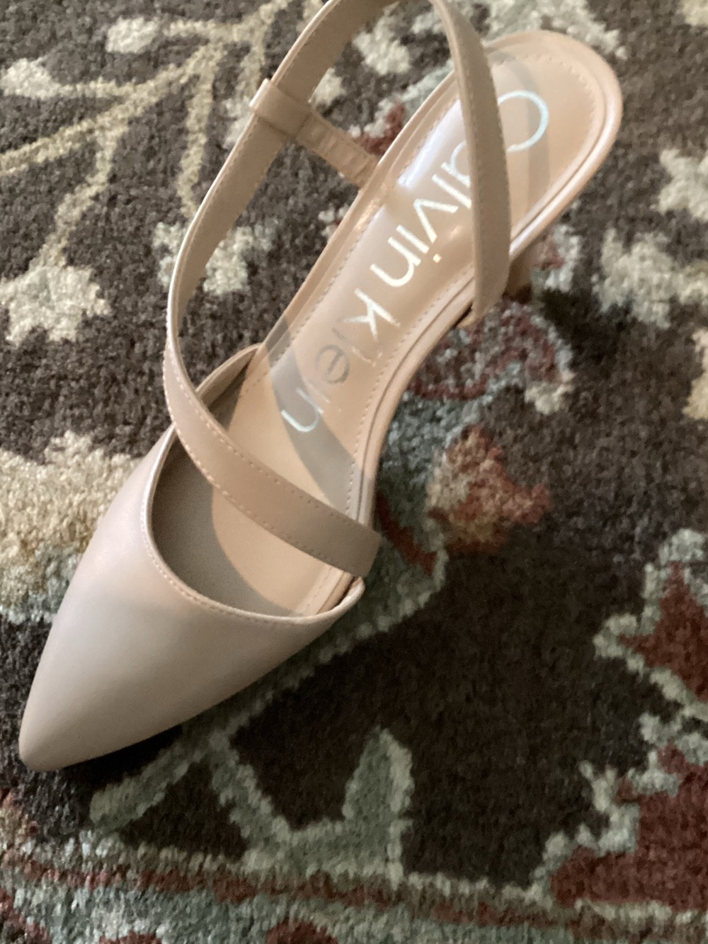 Calvin Klein Beige Pointed-Toe Slingback Heels 7.5